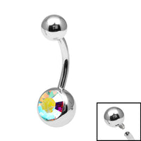 Titanium Internal Thread Jewelled Belly Bar - 10mm