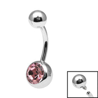 Titanium Internal Thread Jewelled Belly Bar - 10mm