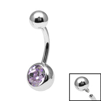 Titanium Internal Thread Jewelled Belly Bar - 10mm