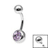 Titanium Internal Thread Jewelled Belly Bar - 10mm