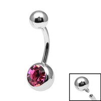 Titanium Internal Thread Jewelled Belly Bar - 10mm