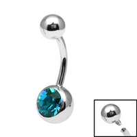 Titanium Internal Thread Jewelled Belly Bar - 12mm