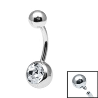 Titanium Internal Thread Jewelled Belly Bar - 14mm