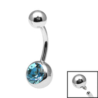 Titanium Internal Thread Jewelled Belly Bar - 14mm