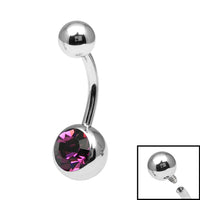 Titanium Internal Thread Jewelled Belly Bar - 14mm