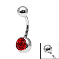 Titanium Internal Thread Jewelled Belly Bar - 14mm