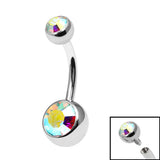 Titanium Internal Double Jewelled Belly Bar 10mm