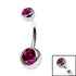 Titanium Internal Thread Double Jewelled Belly Bar - 10mm