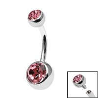 Titanium Internal Thread Double Jewelled Belly Bar - 10mm