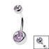 Titanium Internal Thread Double Jewelled Belly Bar - 10mm