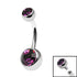 Titanium Internal Thread Double Jewelled Belly Bar - 14mm