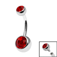Titanium Internal Thread Double Jewelled Belly Bar - 14mm