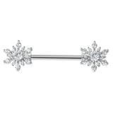 Steel Claw Set Jewelled Sunburst Nipple Bar