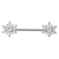 Steel Claw Set Jewelled Sunburst Nipple Bar