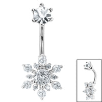 Belly Bar - Claw Set CZ Jewelled Sunburst