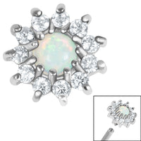 Steel Claw Set Opal and CZ Jewel Sunflower for Internal Thread Shafts in 1.2mm (0.9mm)