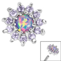 Steel Claw Set Opal and CZ Jewel Sunflower for Internal Thread Shafts in 1.2mm (0.9mm)