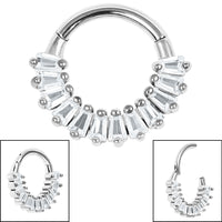 Steel Claw Set Multi-Baguette Hinged Clicker Ring