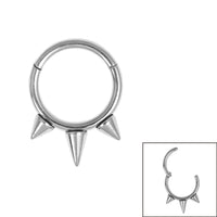 Titanium Tribal Spike Hinged Clicker Ring