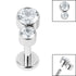 Titanium Internally Threaded Labrets 1.2mm - Titanium Bezel Set Duo Jewelled