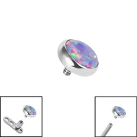 Titanium Bezel Set Opal Disk for Internal Thread shafts in 1.6mm. Also fits Dermal Anchor