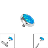 Titanium Bezel Set Opal Disk for Internal Thread shafts in 1.6mm. Also fits Dermal Anchor