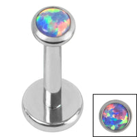 Titanium Internally Threaded Labrets 1.2mm - Titanium Bezel Set Opal Disk