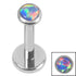 Titanium Internally Threaded Labrets 1.2mm - Titanium Bezel Set Opal Disk