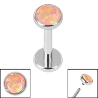 Titanium Internally Threaded Labrets 1.2mm - Titanium Bezel Set Opal Disk