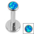 Titanium Internally Threaded Labrets 1.2mm - Titanium Bezel Set Opal Disk