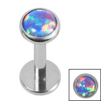 Titanium Internally Threaded Labrets 1.2mm - Titanium Bezel Set Opal Disk