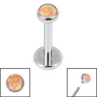 Titanium Internally Threaded Labrets 1.2mm - Titanium Bezel Set Opal Disk