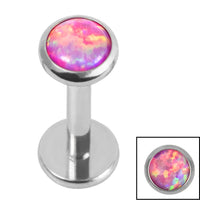 Titanium Internally Threaded Labrets 1.2mm - Titanium Bezel Set Opal Disk