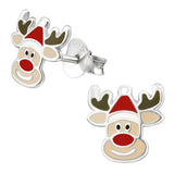 Sterling Silver Rudolph the Red Nose Reindeer Ear Stud Earrings ES42