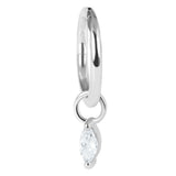 Steel Hinged Clicker Ring with Steel Jewelled Marquise Charm
