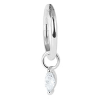 Steel Hinged Clicker Ring with Steel Jewelled Marquise Charm