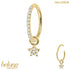 belong Solid Gold 1.2mm Pave Set Jewelled Edge Hinged Clicker Ring with 5 Point CZ Jewelled Star Charm