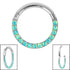 Titanium Pave Set Synth Opal Eternity Hinged Clicker Ring
