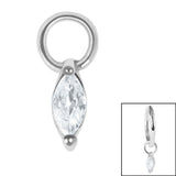 Steel Charm - Jewelled Marquise