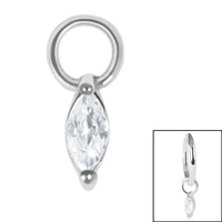 Steel Charm - Jewelled Marquise