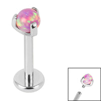 Titanium Internally Threaded Labrets 1.2mm - Titanium Claw Set Synth Opal Ball