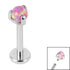 Titanium Internally Threaded Labrets 1.2mm - Titanium Claw Set Synth Opal Ball
