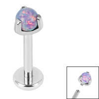 Titanium Internally Threaded Labrets 1.2mm - Titanium Claw Set Synth Opal Ball