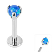 Titanium Internally Threaded Labrets 1.2mm - Titanium Claw Set Synth Opal Ball