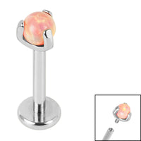 Titanium Internally Threaded Labrets 1.2mm - Titanium Claw Set Synth Opal Ball