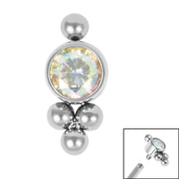 Titanium Bezel Set Single Jewelled Asia Top for Internal Thread shafts in 1.2mm