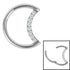 Titanium Claw Set Jewelled Crescent Moon Hinged Clicker Ring
