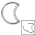 Titanium Claw Set Jewelled Crescent Moon Hinged Clicker Ring