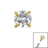 Gold Titanium Claw Set Round CZ Jewel for Internal Thread shafts in 1.2mm