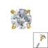 Gold Titanium Claw Set Round CZ Jewel for Internal Thread shafts in 1.2mm